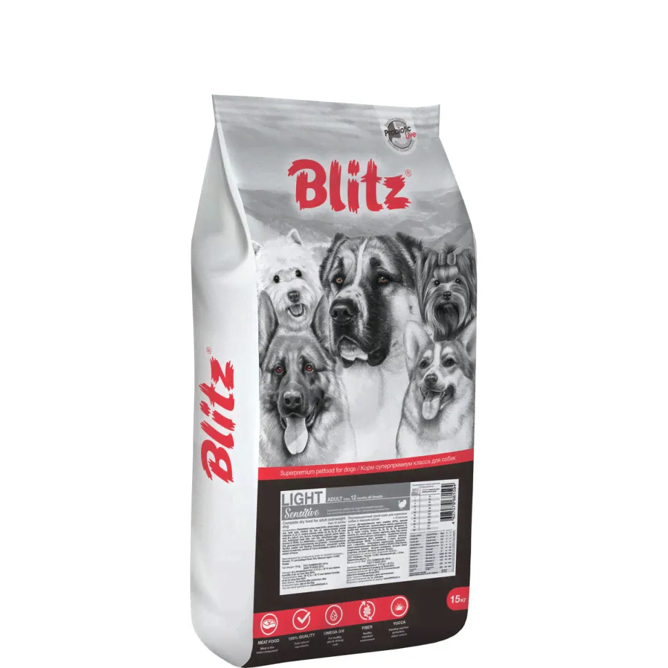 BLITZ ADULT DOG Sensitive LIGHT д/собак с лишним весом, 15 кг-0