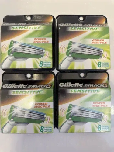 32 Gillette Mach3 M3 Sensitive Power Mach 3 Razor Blade Refill Cartridges (4x8)-0