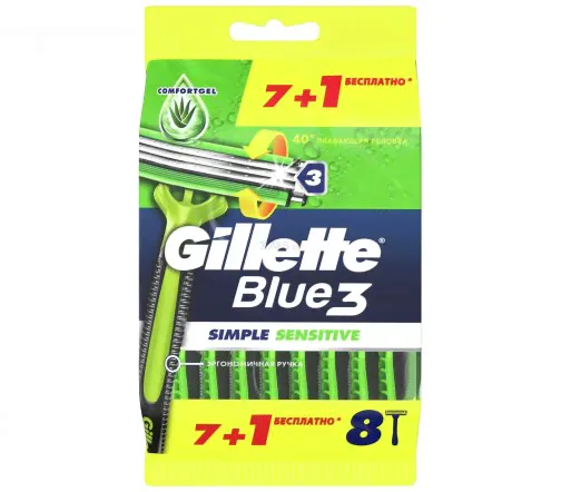 Gillette Men Blue 3 Simple Sensitive Станки одноразовые 8шт-0