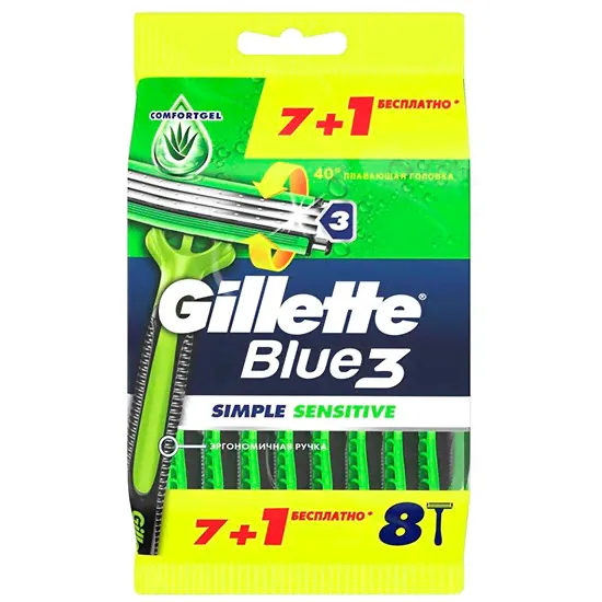 Станок одноразовый Gillette с 3 лезвиями Blue3 Simple Sensitive-0