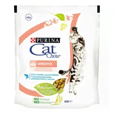 Сухой корм Purina Cat Chow Sensitive с лососем для чувствительного пищеварения и кожи для кошек 400 г