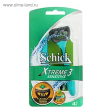 Бритвенные станки одноразовые Schick Xtreme 3 Sensitive для чувствительной кожи, 3 лезвия, 4 шт